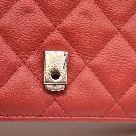 CHANEL Grained Calfskin Quilted CC Box Wallet On Chain WOC Red 27* - Picture 11 of 16